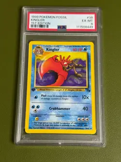 Kingler 38/62 1st Edition Fossil Pokemon English PSA 6 - Image 1