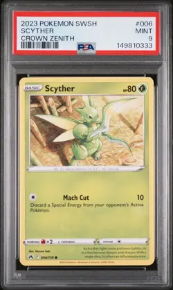 2023 POKEMON SWORD & SHIELD CROWN ZENITH #006 SCYTHER PSA 9 - Image 1