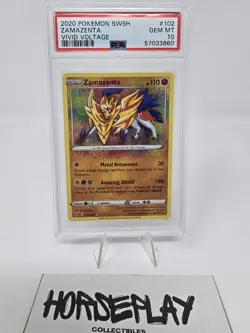 2020 Pokemon SWSH Vivid Voltage Zamazenta #102/185 PSA 10 GEM MINT - Image 1