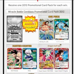 PREORDER One Piece Dragon Ball 2012 Miracle Battle Carddas SEALED Promo Pack - Image 3