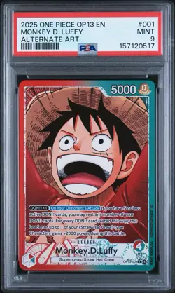 Monkey D. Luffy Carrying on His Will OP13-001 Alt Art Foil EN PSA 9 - Image 1