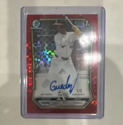 Topps 2026 Bowman Breyson Guedez Athletics Chrome Auto Red Shimmer /5 CPA-BG - Image 1