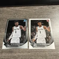 2025-26 Bowman Victor Wembanyama Chrome and Paper Base Card Lot x 2 Spurs - Image 1