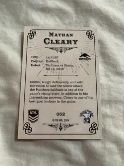 Signed Nathan Cleary Penrith Panthers 2018 NRL Glory Card - Image 2