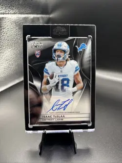 2025 TOPPS CHROME BLACK ISAAC TESLA ENCASED ROOKIE ON CARD AUTO LIONS🔥🔥🔥 - Image 1