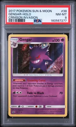 PSA 8 2017 POKEMON SUN & MOON CRIMSON INVASION #38 GENGAR-HOLO CRIMSON INVASION - Image 1