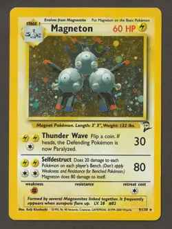 Pokemon Magneton 9/130 Base Set 2 - 2nd Edition Holo Rare TCG CREASE - Image 1