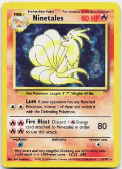 Ninetales 12/102 Holo Holo Rare Base Set Unlimited Pokemon Moderately Played - Image 1