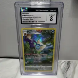 CGC 8 Vaporeon TG02/TG30 Brilliant Stars Trainer Gallery 2022 Holo - Image 1