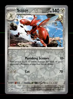 Scizor 141/197 Rare Obsidian Flames Pokemon Reverse Holo Near Mint - Image 1
