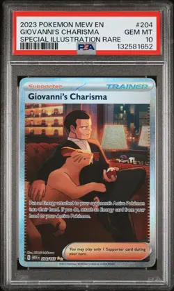 2023 Pokemon Mew EN Giovanni’s Charisma Special Illustration Rare #204 PSA 10 - Image 1