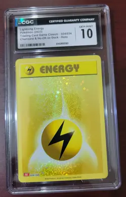 CGC 10 GEM MINT 2023 POKEMON CLC-CLASSIC CHARIZARD EX DECK #034 LIGHTNING ENERGY - Image 1