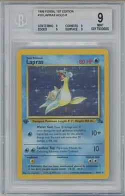 Lapras BGS 9 1999 Pokemon Fossil 1st Edition #10/62 Holo R True Mint - Image 3