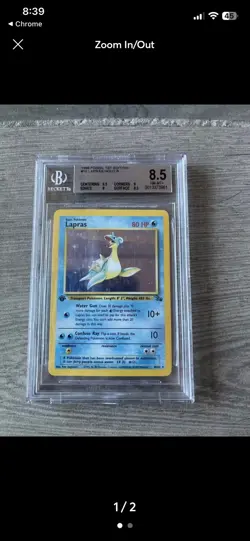 Pokemon Lapras 10/62 Fossil First Edition Holo BGS 8.5 - Image 1
