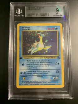 1999 POKEMON FOSSIL 1ST EDITION RARE #10 LAPRAS HOLO BGS 9 - Image 1