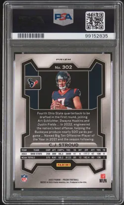2023 Panini Prizm CJ Stroud Rookie RC IMAGE VARIATION #302 Silver GEM MT PSA 10 - Image 3