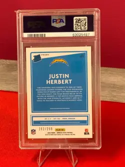 2020 Panini Donruss Optic Justin Herbert RC Aqua 153 PSA 10 202/299 - Image 3