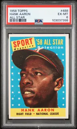 HANK AARON 1958 Topps #488 Sport Magazine All-Star PSA 6 EX-MT - Image 1