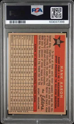 HANK AARON 1958 Topps #488 Sport Magazine All-Star PSA 6 EX-MT - Image 2