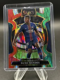 2025-26 Panini Select Ligue 1 Nuno Mendes Red & Green Flash Prizm #2 - Image 1