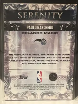 2025-26 Topps Chrome Basketball Serenity Insert Paolo Banchero - Image 2