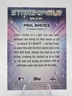 Topps Paul Skenes Pittsburgh Pirates 2024 Update Stars of MLB RC #SMLB-64 - Image 2