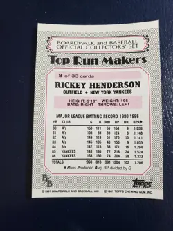 Rickey Henderson NY Yankees 1987 Topps Boardwalk & Baseball NO SLASH RARE ODD - Image 2
