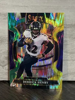 2025 Panini Select Football Derrick Henry Green Yellow Shock No.60 Concourse - Image 1