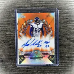 2025 Jared Allen Topps Chrome Hall of Chrome Orange Refractor Autograph /25 - Image 1
