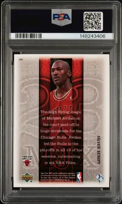 1999 Upper Deck MVP Michael Jordan Silver Script #203 PSA 9 Mint Bulls HOF - Image 2