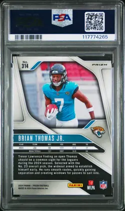 2024 Panini Prizm Brian Thomas Jr #314 Red White Blue Prizm Rookie RC PSA 9 MINT - Image 2