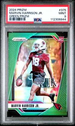 2024 Panini Prizm #375 Marvin Harrison Jr. Green Wave PSA 9 - Image 1