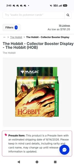 Magic The Gathering The Hobbit Collector Booster Box PRESALE SHIPS AUGUST - Image 1
