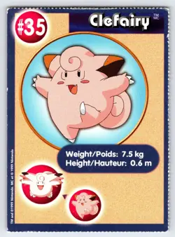 Clefairy #35 1999 Burger King Pokemon Card Promo Perforated Vintage Rare - Lp - Image 1