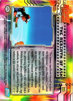 The Rebirth of Ash 1999 Topps Pokemon Card Non Holo Vintage Rare Nintendo - Lp - Image 2