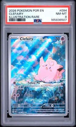 2026 POKEMON POR EN-PERFECT ORDER ILLUSTRATION RARE #094 CLEFAIRY PSA 8 - Image 1