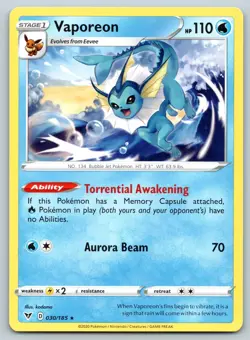 Vaporeon 030/185 Vivid Voltage Pokemon NM - Image 1