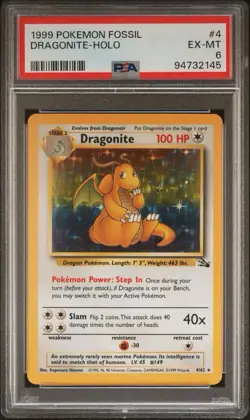 1999 Pokemon TCG Dragonite Fossil Holo Card 4/62 PSA 6 WOTC - Image 1
