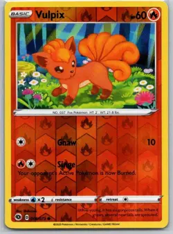 Vulpix 006/073 Common Champion's Path Pokemon Reverse Holo Near Mint - Image 1