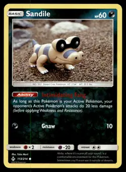 Sandile (113) SM - Unbroken Bonds Reverse Holo 113/214 Pokemon TCG - Image 1