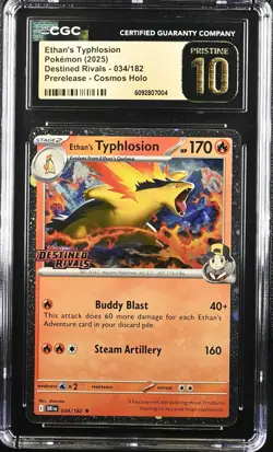 2025 Pokemon Destined Rivals Ethan's Typhlosion #034 Prerelease CGC 10 PRISTINE - Image 1