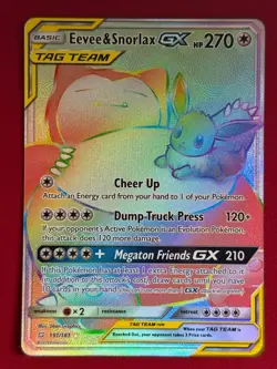 Pokemon TCG Eevee & Snorlax GX SM Team Up 191/181 Secret Rare Full Art Holo (NM) - Image 1