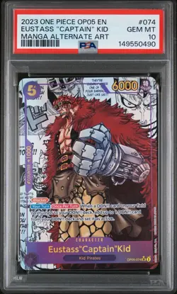 2023 One Piece OP05 EN Manga Alternate Art #074 Eustass Captain Kid PSA 10 - Image 1