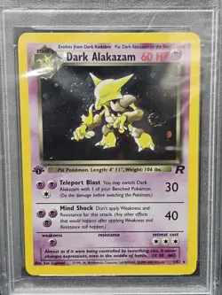 2000 POKEMON ROCKET 1ST EDITION #1 DARK ALAKAZAM-HOLO PSA 8 Rare Swirl - Image 3