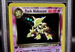 📈 PSA Graded 8 🥇 1st Edition ✨ Holo Dark Alakazam 2000 Rocket 1/82 Pokemon - Image 2