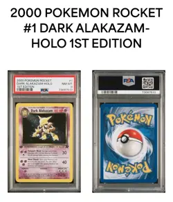 📈 PSA Graded 8 🥇 1st Edition ✨ Holo Dark Alakazam 2000 Rocket 1/82 Pokemon - Image 4