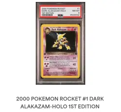 📈 PSA Graded 8 🥇 1st Edition ✨ Holo Dark Alakazam 2000 Rocket 1/82 Pokemon - Image 5
