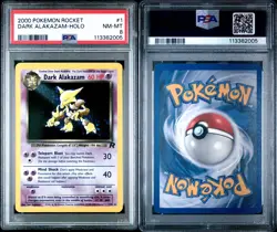 2000 Pokemon Dark Alakazam Holo Team Rocket 1/82 PSA 8-NM - Image 3