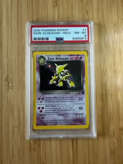 2000 Pokemon Dark Alakazam Holo Team Rocket 1/82 PSA 8-NM - Image 1