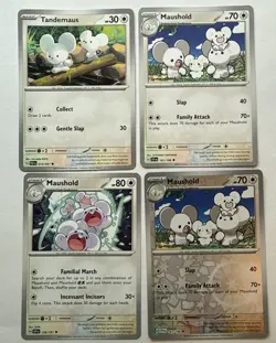 Tandemaus and Maushold 4 Card Lot ~cute cards~ Pokemon TCG - 1 Reverse Holo - Image 1